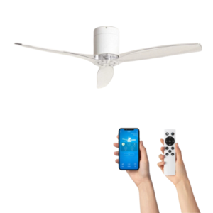 Ventilador de techo William sin luz - Ø132cm - 6 velocidades - Control remoto - Blanco