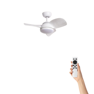 Ventilador de techo Olivia con iluminación - Ø76cm - 6 velocidades - Control remoto - Madera blanca