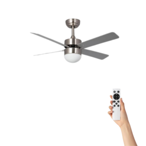 Ventilador de techo Eliana con iluminación - Ø107cm - 6 velocidades - Control remoto - Plata